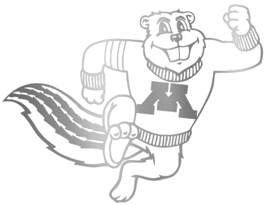 Minnesota Golden Gophers SILVER CHROME MIRROR Goldy Mascot Logo Premium DieCut Vinyl Decal PICK SIZE
