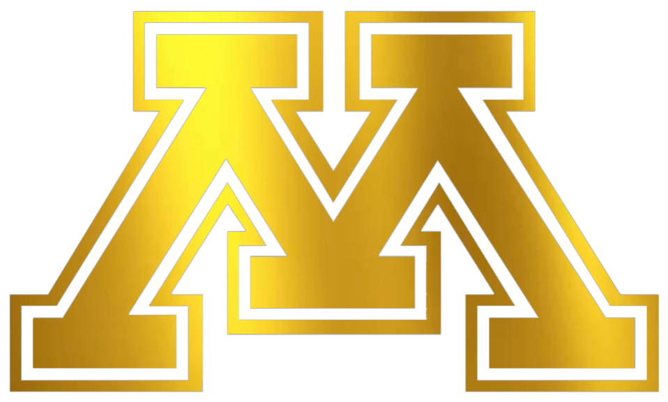 Minnesota Golden Gophers GOLD CHROME MIRROR Team Logo Premium DieCut Vinyl Decal PICK SIZE
