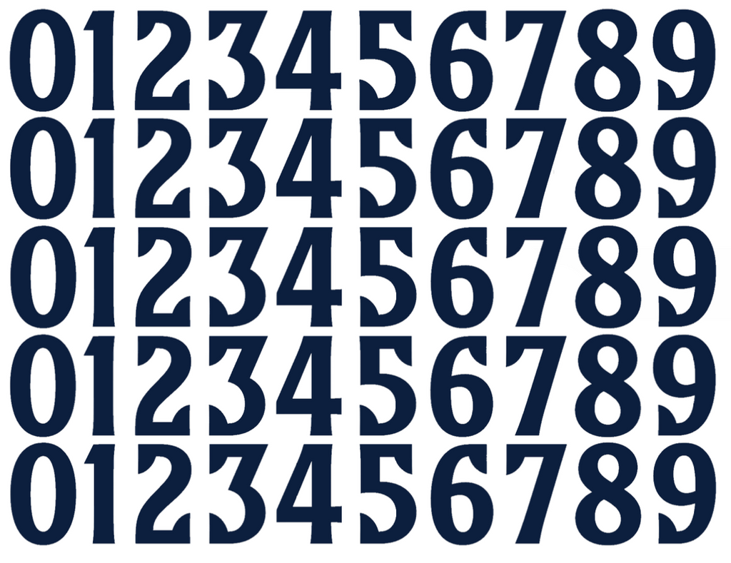 Minnesota Twins Baseball Helmet Jersey Style Vinyl Number Decal Sheet Set of 50 #0-9 - Pick Color & Size