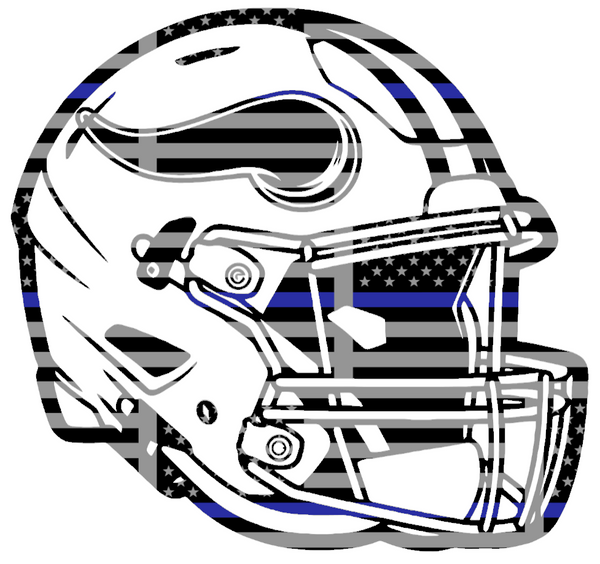 Minnesota Vikings Football Helmet Thin Blue Line American Flag Premium DieCut Vinyl Decal PICK SIZE