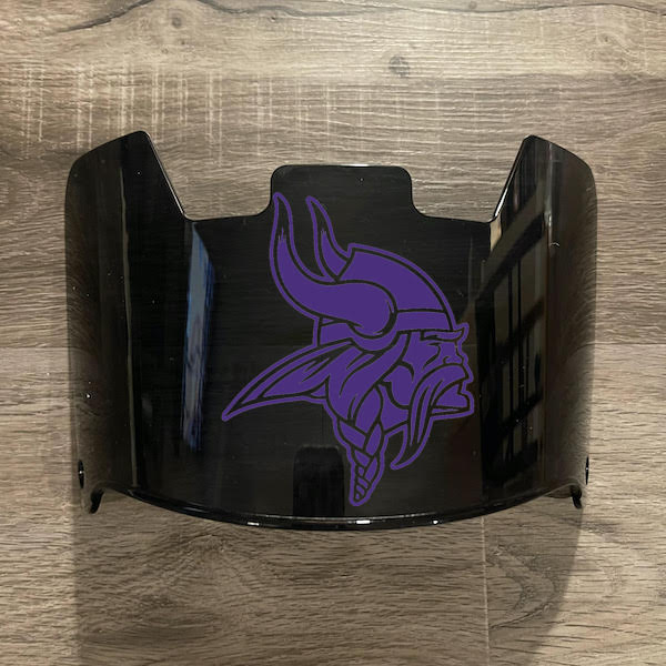 Minnesota Vikings Full Size Football Helmet Visor Shield Black Dark Tint w/ Clips - PICK LOGO COLOR