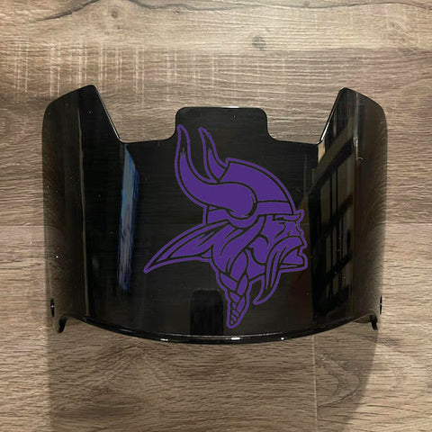 Minnesota Vikings Full Size Football Helmet Visor Shield Black Dark Tint w/ Clips - PICK LOGO COLOR