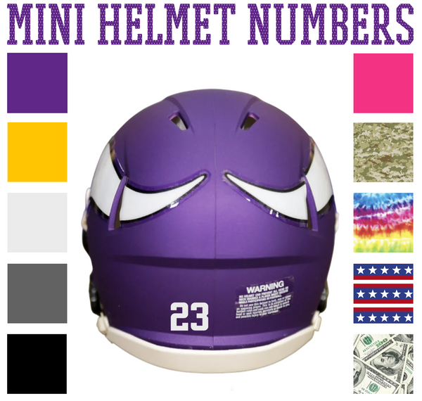 Minnesota Vikings Jersey Style Vinyl Number Decal Sheet Set of 50 #0-9 - Pick Color & Size