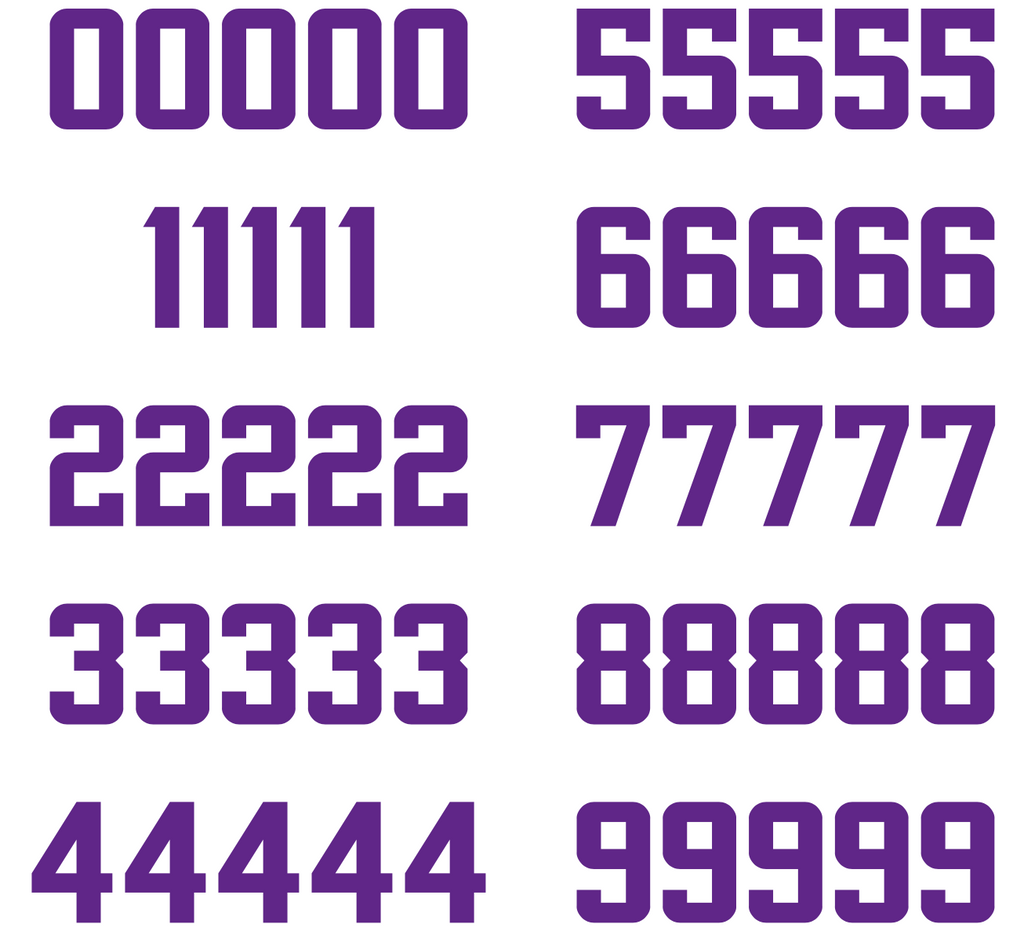 Minnesota Vikings Jersey Style Vinyl Number Decal Sheet Set of 50 #0-9 - Pick Color & Size
