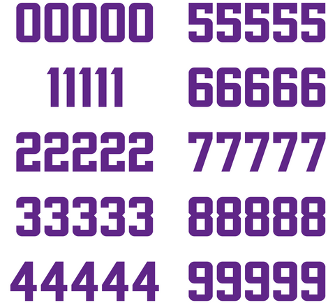 Minnesota Vikings Jersey Style Vinyl Number Decal Sheet Set of 50 #0-9 - Pick Color & Size