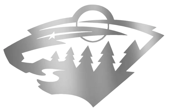 Minnesota Wild SILVER CHROME MIRROR Team Logo Premium DieCut Vinyl Decal PICK SIZE