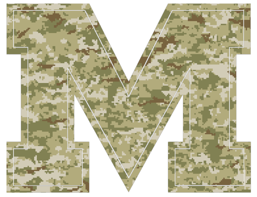 Ole Miss Mississippi Rebels M Logo Salute to Service Camouflage Camo Vinyl Decal PICK SIZE
