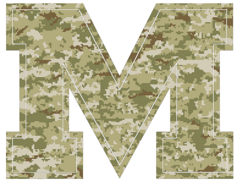 Ole Miss Mississippi Rebels M Logo Salute to Service Camouflage Camo Vinyl Decal PICK SIZE