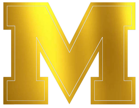 Ole Miss Mississippi Rebels GOLD CHROME MIRROR M Logo Premium DieCut Vinyl Decal PICK SIZE