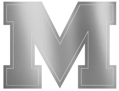 Ole Miss Mississippi Rebels SILVER CHROME MIRROR M Logo Premium DieCut Vinyl Decal PICK SIZE