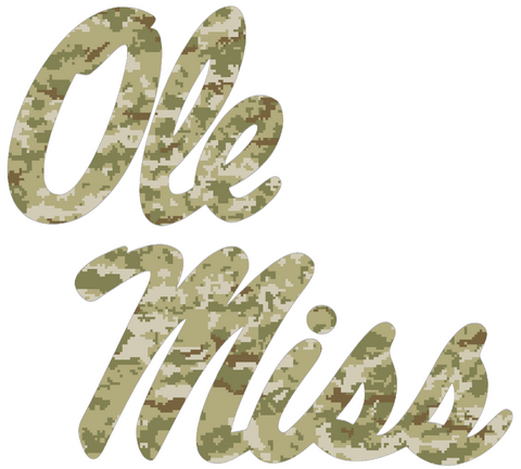 Ole Miss Mississippi Rebels Team Logo Salute to Service Camouflage Camo Vinyl Decal PICK SIZE