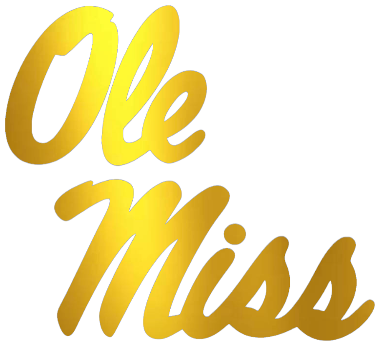Ole Miss Mississippi Rebels GOLD CHROME MIRROR Team Logo Premium DieCut Vinyl Decal PICK SIZE