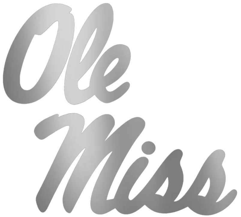 Ole Miss Mississippi Rebels SILVER CHROME MIRROR Team Logo Premium DieCut Vinyl Decal PICK SIZE