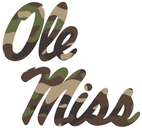 Ole Miss Mississippi Rebels Woodland Camo Camouflage Team Logo Premium DieCut Vinyl Decal PICK SIZE