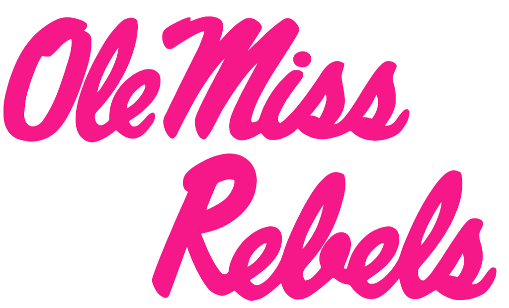 Ole Miss Mississippi Rebels Hot Pink Team Name Logo Premium DieCut Vinyl Decal PICK SIZE