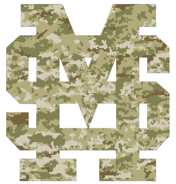 Mississippi State Bulldogs MS Logo Salute to Service Camouflage Camo Vinyl Decal PICK SIZE