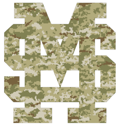 Mississippi State Bulldogs MS Logo Salute to Service Camouflage Camo Vinyl Decal PICK SIZE