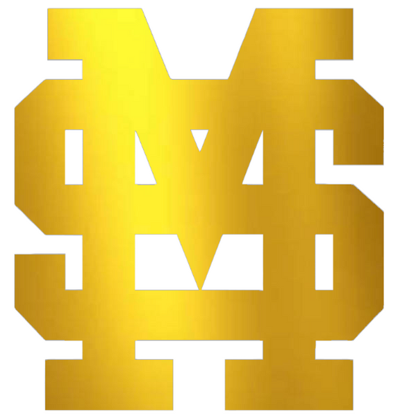 Mississippi State Bulldogs GOLD CHROME MIRROR MS Logo Premium DieCut Vinyl Decal PICK SIZE