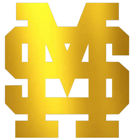 Mississippi State Bulldogs GOLD CHROME MIRROR MS Logo Premium DieCut Vinyl Decal PICK SIZE
