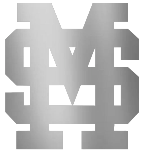 Mississippi State Bulldogs SILVER CHROME MIRROR MS Logo Premium DieCut Vinyl Decal PICK SIZE