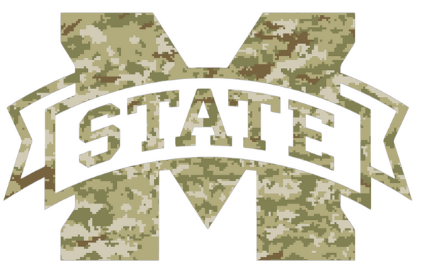 Mississippi State Bulldogs Retro Throwback Logo Salute to Service Camouflage Camo Vinyl Decal PICK SIZE