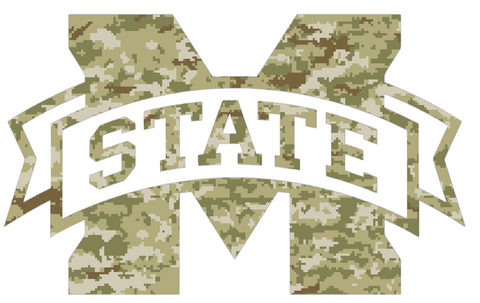 Mississippi State Bulldogs Retro Throwback Logo Salute to Service Camouflage Camo Vinyl Decal PICK SIZE