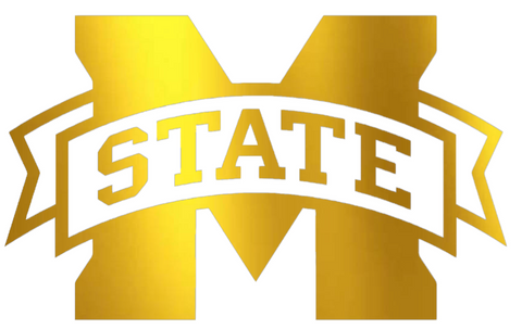 Mississippi State Bulldogs GOLD CHROME MIRROR Retro Throwback Logo Premium DieCut Vinyl Decal PICK SIZE