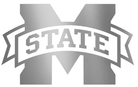 Mississippi State Bulldogs SILVER CHROME MIRROR Retro Throwback Logo Premium DieCut Vinyl Decal PICK SIZE