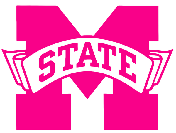 Mississippi State Bulldogs Hot Pink Retro Throwback Logo Premium DieCut Vinyl Decal PICK SIZE