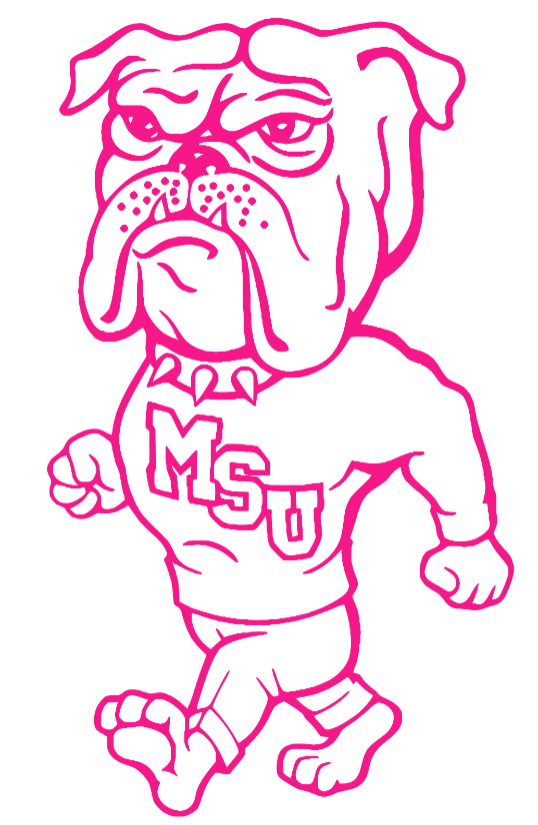Mississippi State Bulldogs Hot Pink Retro Throwback Logo Premium DieCut Vinyl Decal PICK SIZE