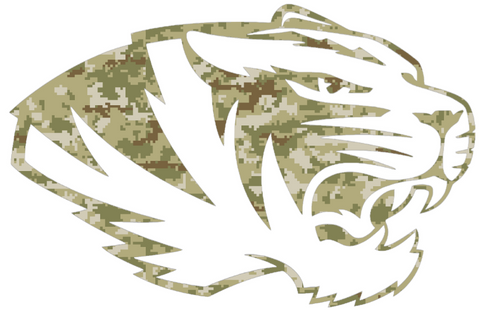 Missouri Tigers Alternate Logo Salute to Service Camouflage Camo Vinyl Decal PICK SIZE
