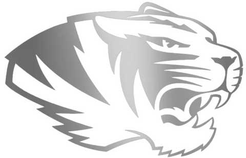 Missouri Tigers Mizzou SILVER CHROME MIRROR Alternate Team Logo Premium DieCut Vinyl Decal PICK SIZE