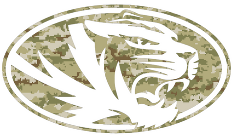 Missouri Tigers Team Logo Salute to Service Camouflage Camo Vinyl Decal PICK SIZE