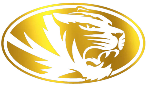 Missouri Tigers Mizzou GOLD CHROME MIRROR Team Logo Premium DieCut Vinyl Decal PICK SIZE