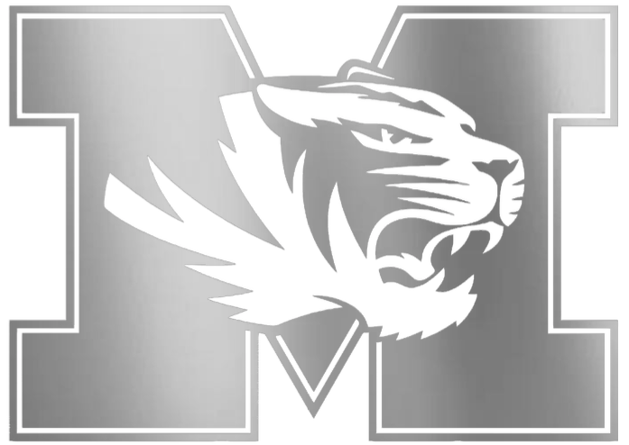Missouri Tigers Mizzou SILVER CHOME MIRROR Retro Throwback Logo Premium DieCut Vinyl Decal PICK SIZE
