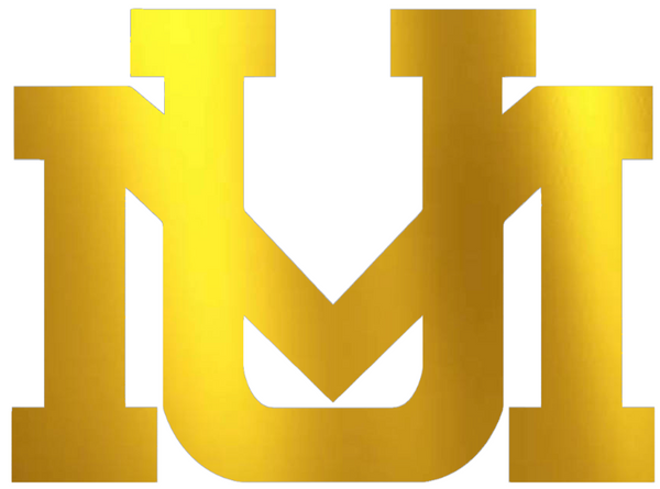 Montana Grizzlies GOLD CHROME MIRROR UM Logo Premium DieCut Vinyl Decal PICK SIZE