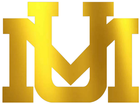 Montana Grizzlies GOLD CHROME MIRROR UM Logo Premium DieCut Vinyl Decal PICK SIZE