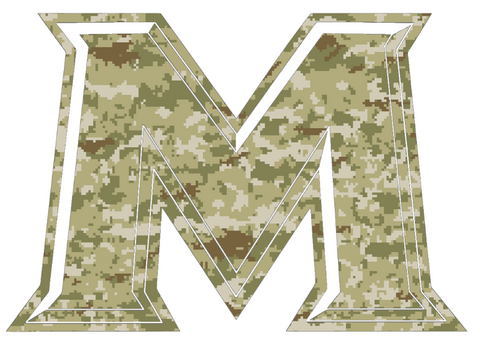 Mount Saint Marys Mountaineers M Logo Salute to Service Camouflage Camo Vinyl Decal PICK SIZE