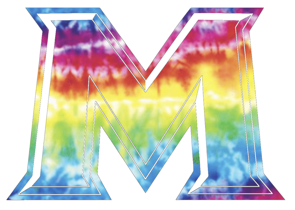 Mount Saint Marys Mountaineers M Logo Crucial Catch Cancer Tie Dye Vinyl Decal PICK SIZE