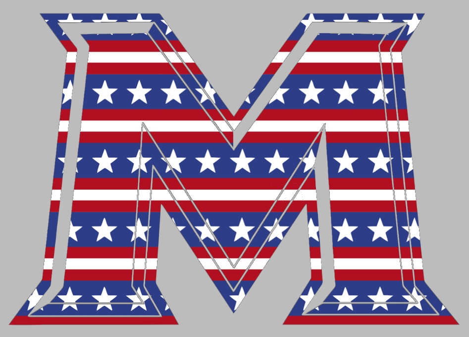 Mount Saint Marys Mountaineers M Logo Stars & Stripes USA American Flag Vinyl Decal PICK SIZE