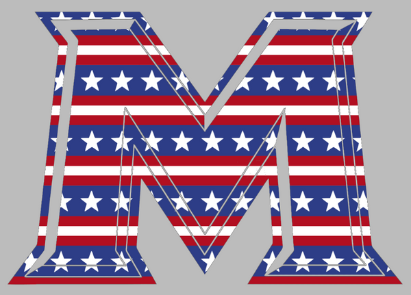 Mount Saint Marys Mountaineers M Logo Stars & Stripes USA American Flag Vinyl Decal PICK SIZE