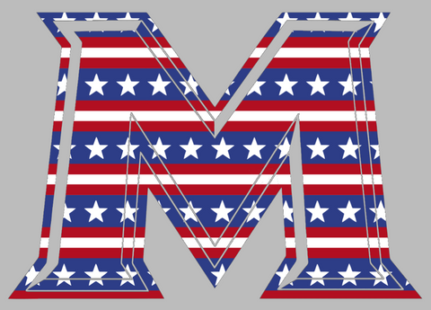 Mount Saint Marys Mountaineers M Logo Stars & Stripes USA American Flag Vinyl Decal PICK SIZE