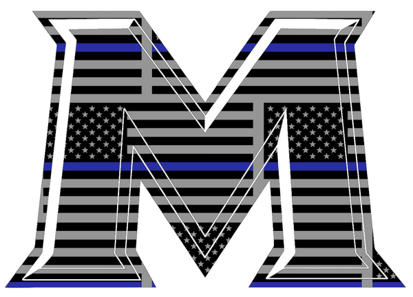 Mount Saint Marys Mountaineers M Logo Thin Blue Line American Flag Premium DieCut Vinyl Decal PICK SIZE