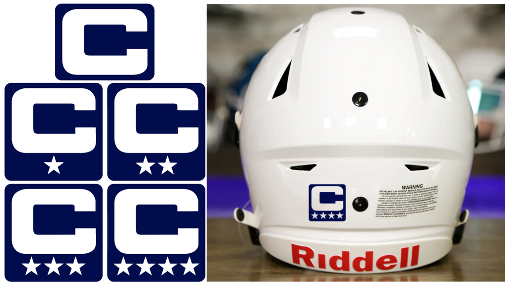 Captain Patch Jersey C Style NAVY BLUE Football Helmet Decal - Perfect for Adult & Youth Full Size Football Helmets