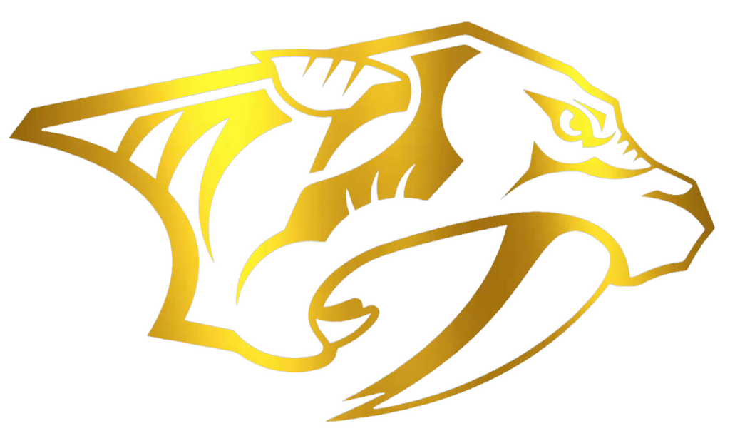 Nashville Predators GOLD CHROME MIRROR Team Logo Premium DieCut Vinyl Decal PICK SIZE