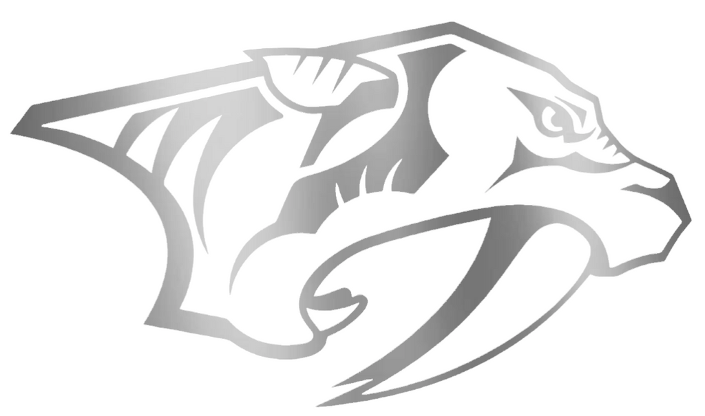 Nashville Predators SILVER CHROME MIRROR Team Logo Premium DieCut Vinyl Decal PICK SIZE