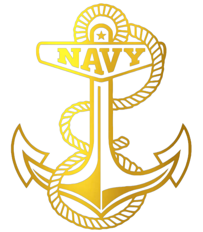 Navy Midshipmen GOLD CHROME MIRROR Anchor Logo Premium DieCut Vinyl Decal PICK SIZE