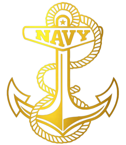 Navy Midshipmen GOLD CHROME MIRROR Anchor Logo Premium DieCut Vinyl Decal PICK SIZE