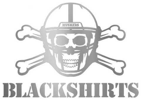 Nebraska Cornhuskers SILVER CHROME MIRROR Blackshirts Logo Premium DieCut Vinyl Decal PICK SIZE