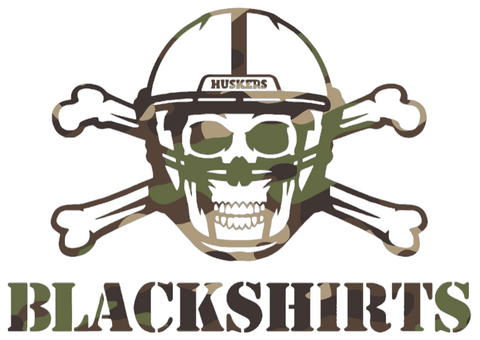 Nebraska Cornhuskers Woodland Camo Camouflage Blackshirts Logo Premium DieCut Vinyl Decal PICK SIZE